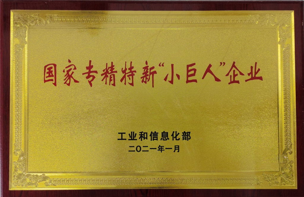 2021年工業(yè)和信息化部授予 國(guó)家專(zhuān)精特新“小巨人”企業(yè)